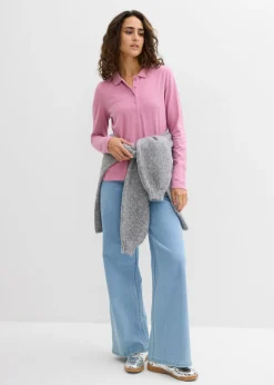 bonprix bonprix Polo de piqué de algodón ecológico puro Malva Outlet