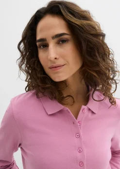 bonprix bonprix Polo de piqué de algodón ecológico puro Malva Outlet