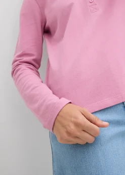 bonprix bonprix Polo de piqué de algodón ecológico puro Malva Outlet