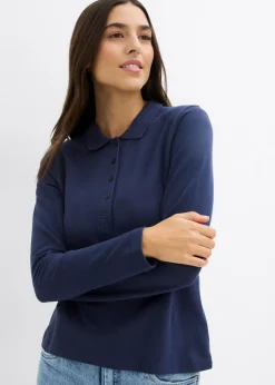bonprix bonprix Polo de piqué de algodón ecológico puro Azul marino Online