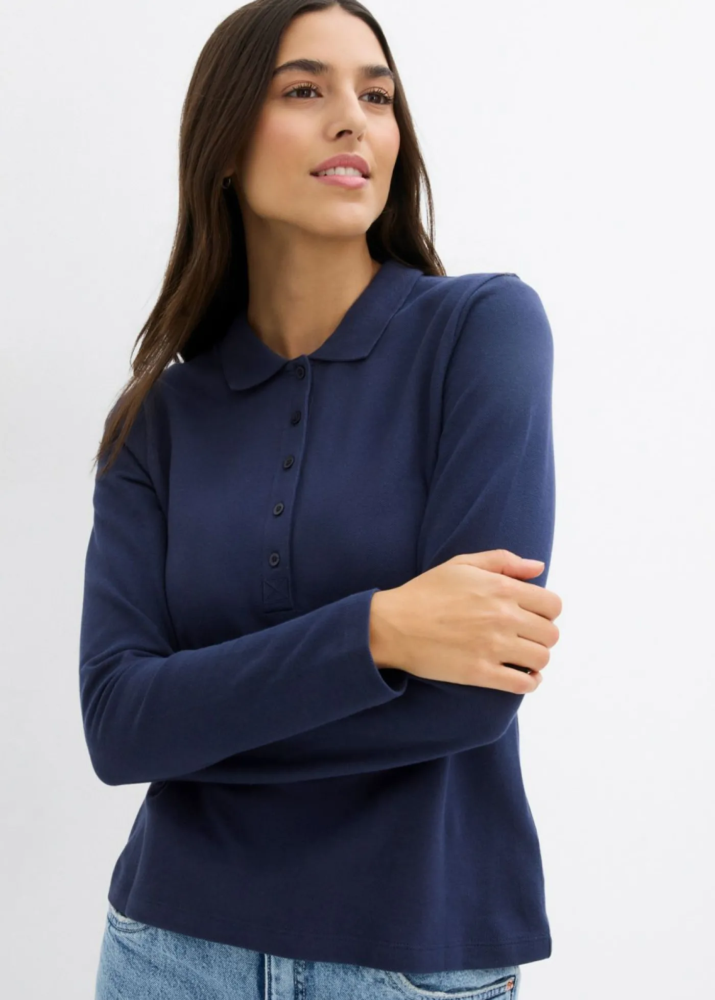 bonprix bonprix Polo de piqué de algodón ecológico puro Azul marino Online
