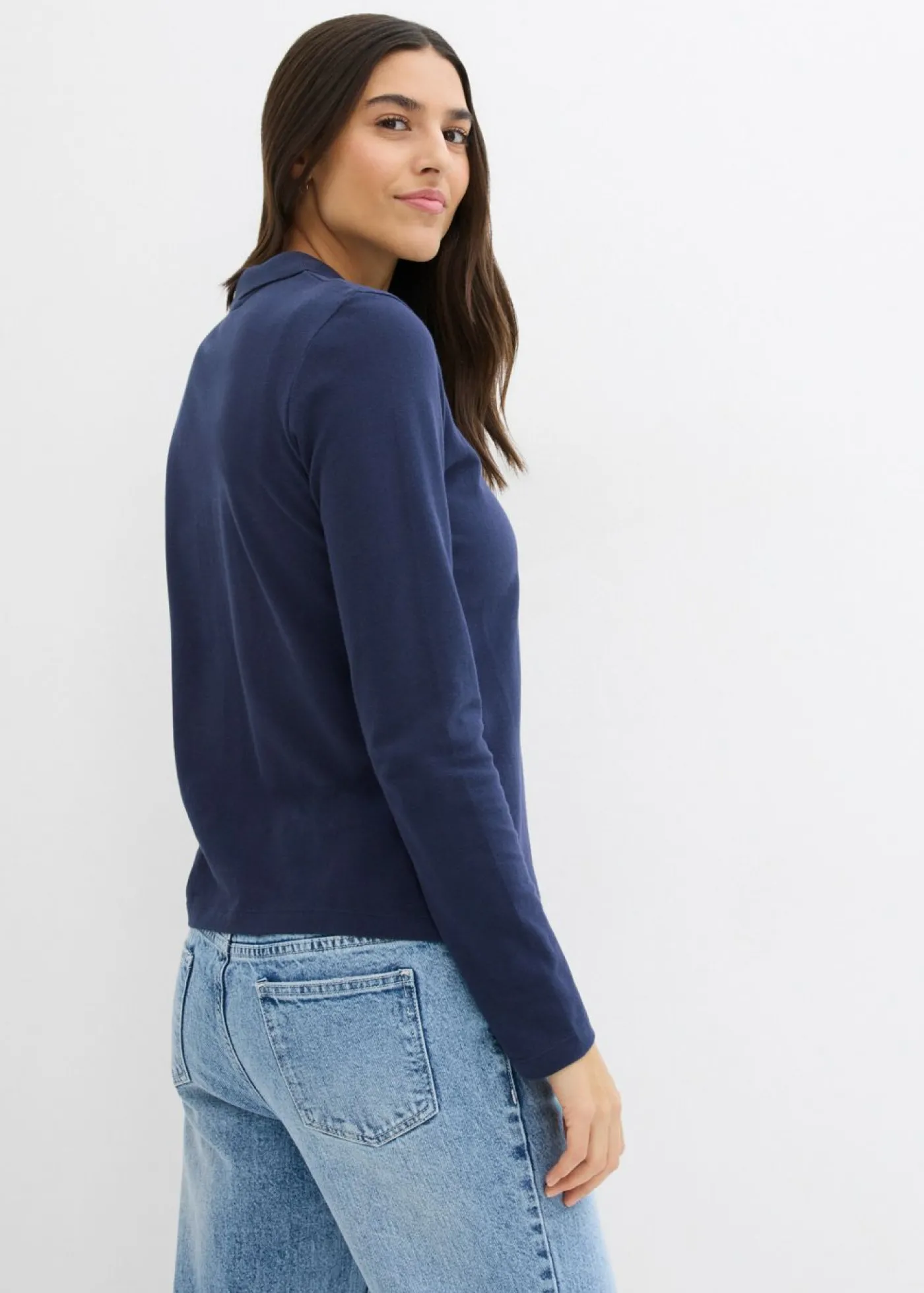 bonprix bonprix Polo de piqué de algodón ecológico puro Azul marino Online