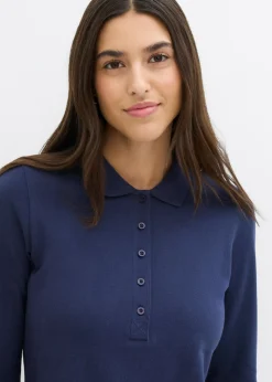 bonprix bonprix Polo de piqué de algodón ecológico puro Azul marino Online