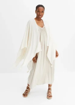 bonprix bonprix Poncho de verano de viscosa pura Blanco-crema