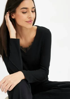 bonprix bonprix Prenda superior de pijama de viscosa Negro Hot