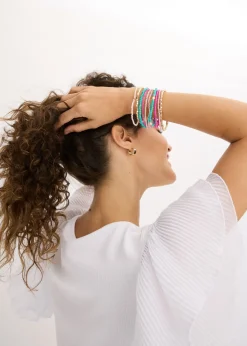 bonprix bonprix Pulseras (10 unidades) Verde pacífico/fucsia/rosa cristal/dorado