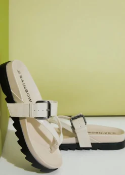 bonprix bonprix Sandalias de dedo con suela perfilada Blanco-crema Outlet