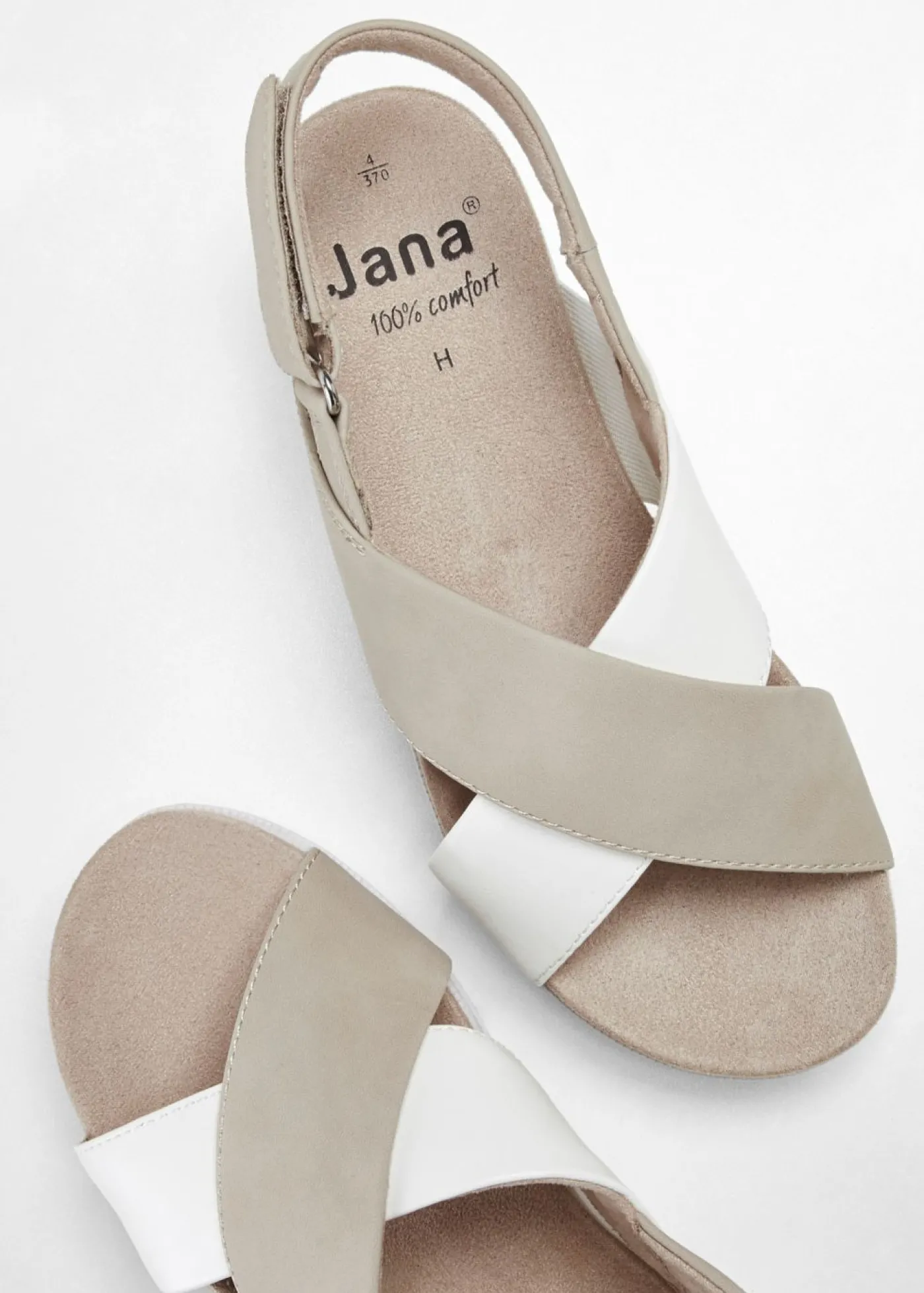 bonprix Jana Sandalias Jana en ancho cómodo taupe + blanco Hot