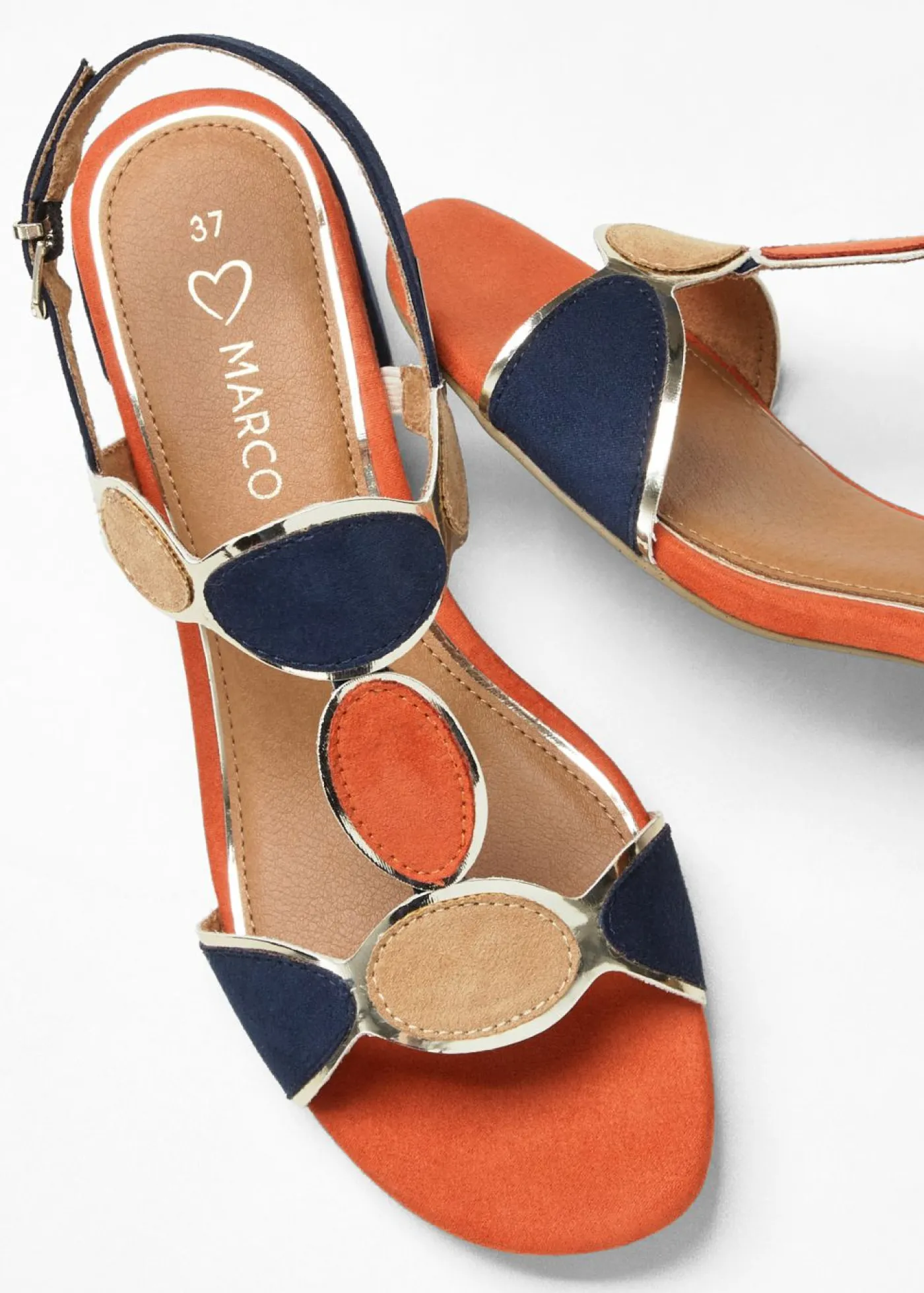 bonprix Marco Tozzi Sandalias Marco Tozzi azul marino-naranja-beige Outlet