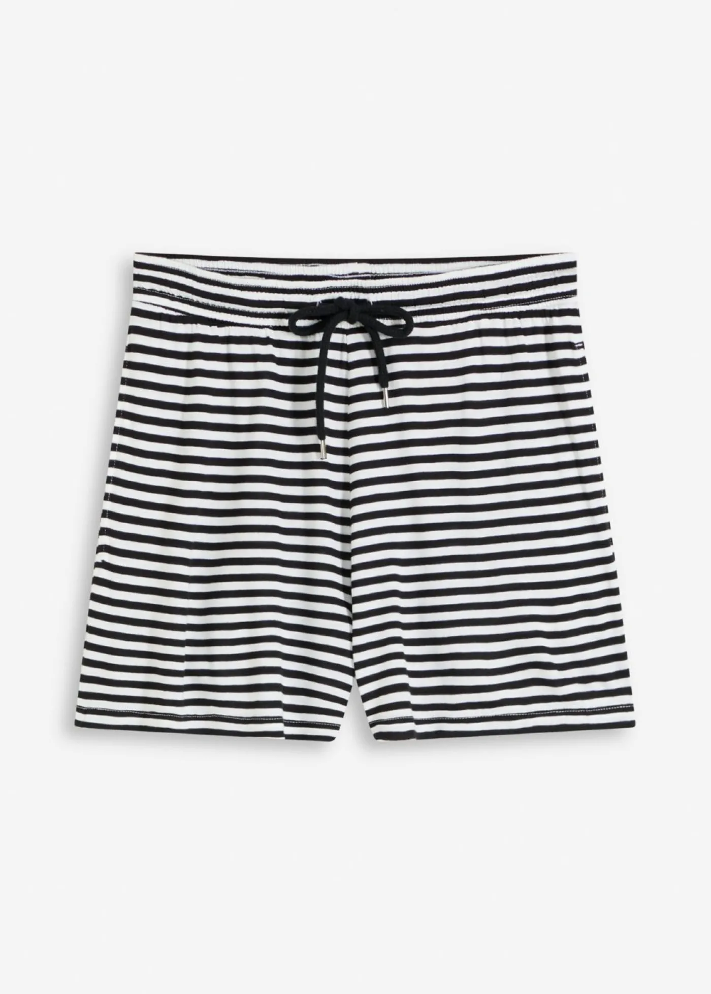 bonprix bonprix Short de playa de viscosa fluida Negro-blanco con rayas Discount