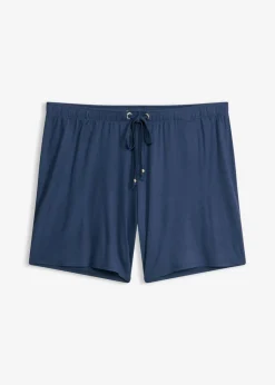 bonprix bonprix Shorts de playa de mezcla de viscosa fluida Azul almirante