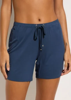 bonprix bonprix Shorts de playa de mezcla de viscosa fluida Azul almirante