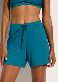 bonprix bonprix Shorts de playa de mezcla de viscosa fluida Azul petróleo Sale