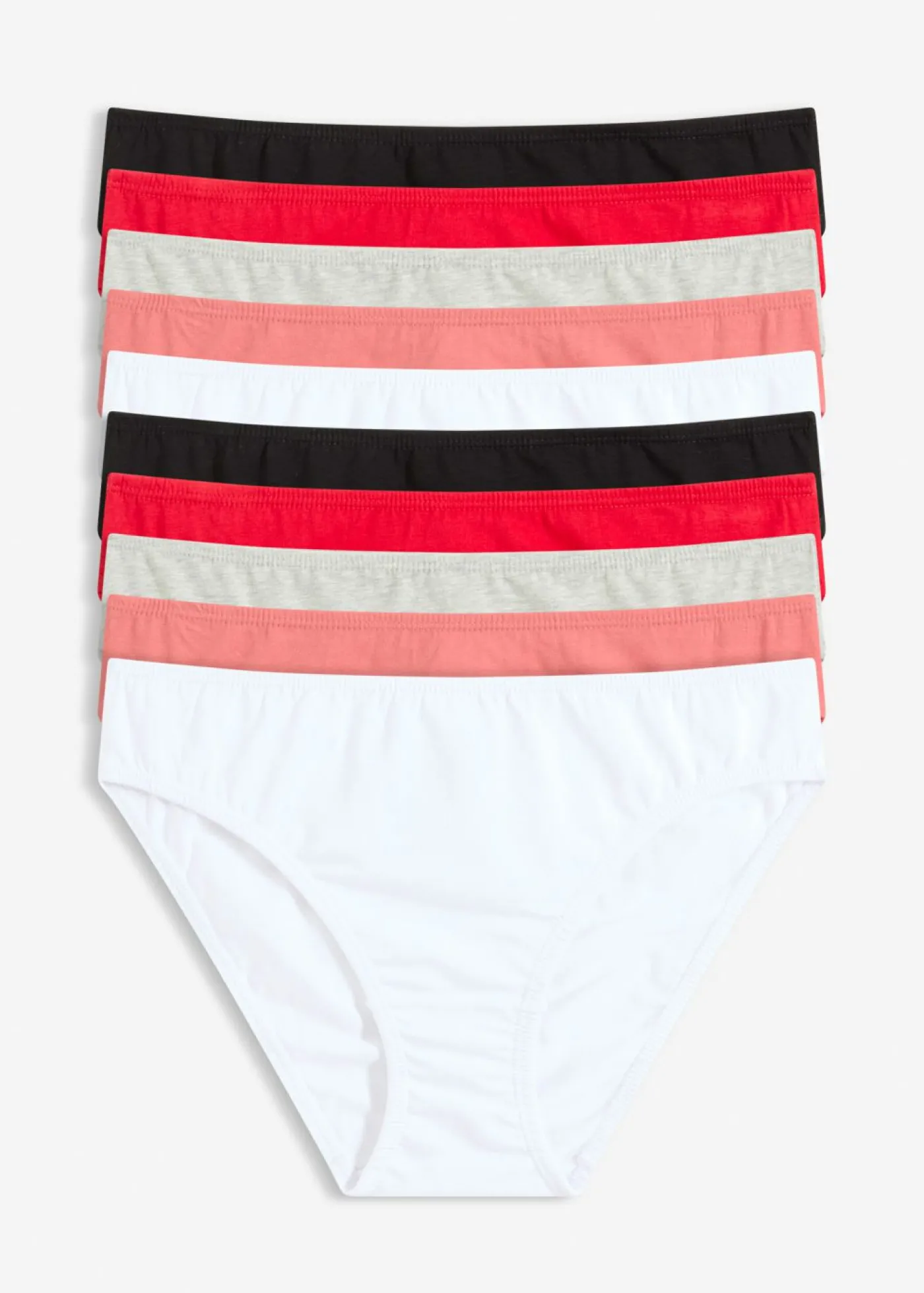 bonprix bonprix Slip (10 unidades) negro-rosa coral-gris claro jaspeado-rojo salsa-blanco Clearance