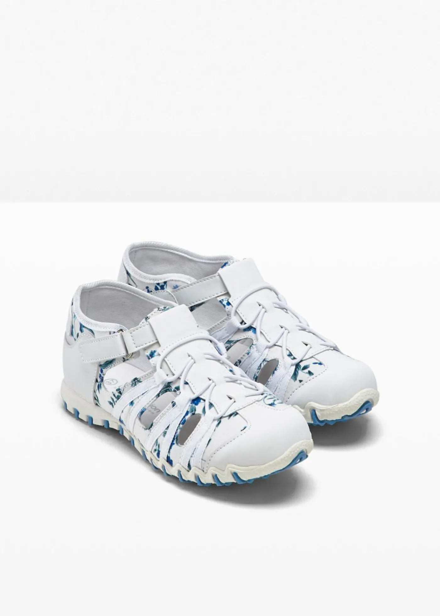 bonprix bonprix Slippers con suela perfilada blanco-azul pálido con flores Discount