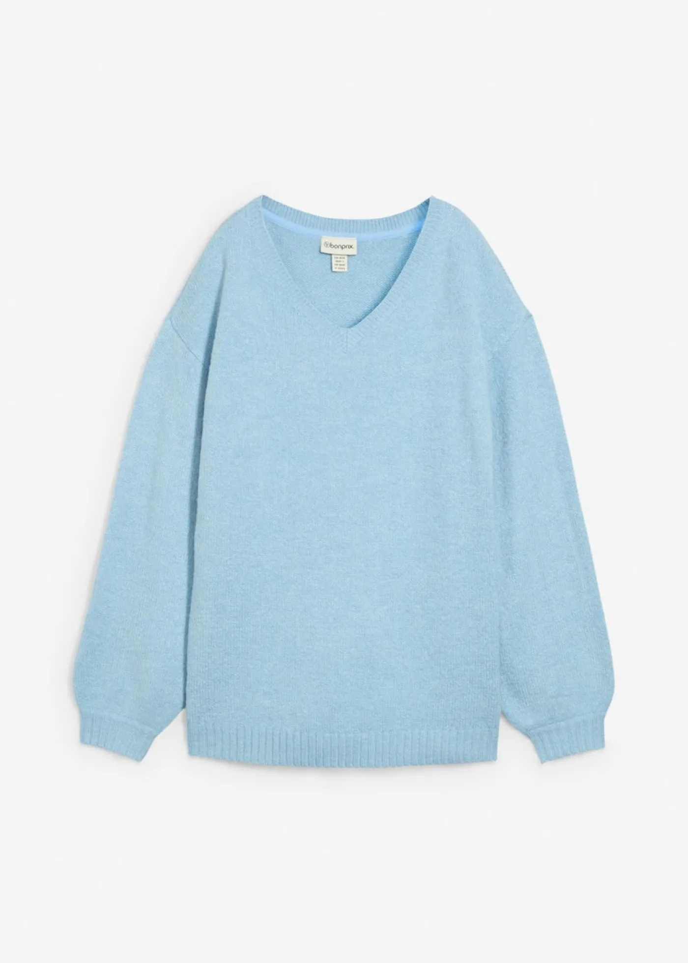 bonprix bonprix Suave jersey de punto fino con mangas abullonadas azul hielo moteado Sale