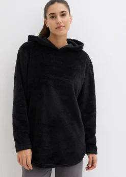 bonprix bonprix Suave jersey polar largo con corte holgado Negro Discount