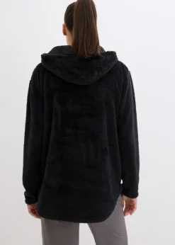 bonprix bonprix Suave jersey polar largo con corte holgado Negro Discount