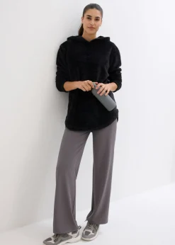 bonprix bonprix Suave jersey polar largo con corte holgado Negro Discount