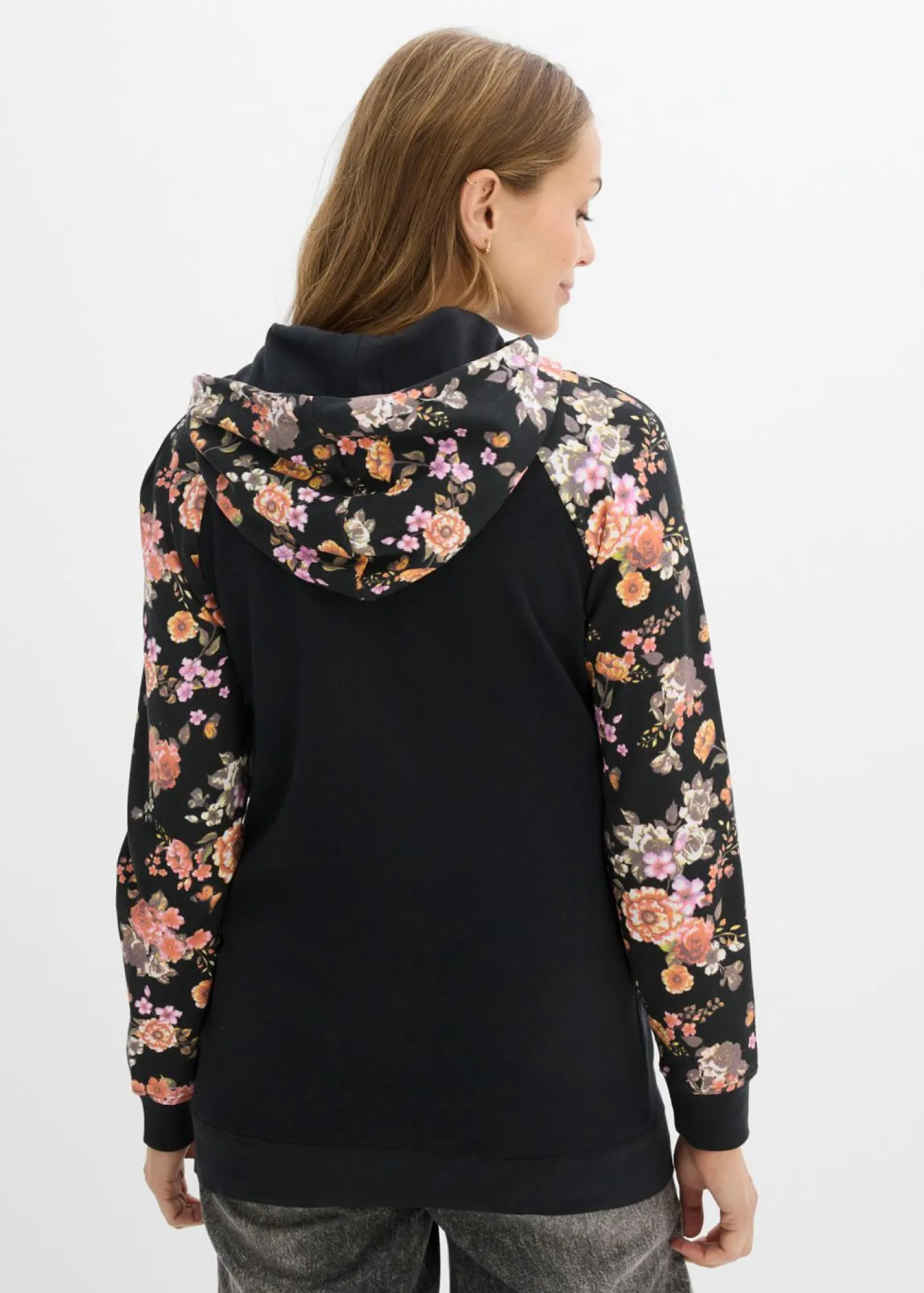 bonprix bonprix Suave sudadera premamá/de lactancia 2 en 1 Negro de flores Discount