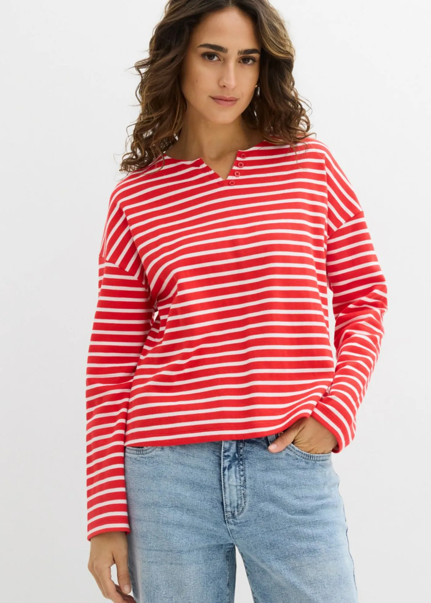bonprix bonprix Sudadera fresa-blanco con rayas Outlet
