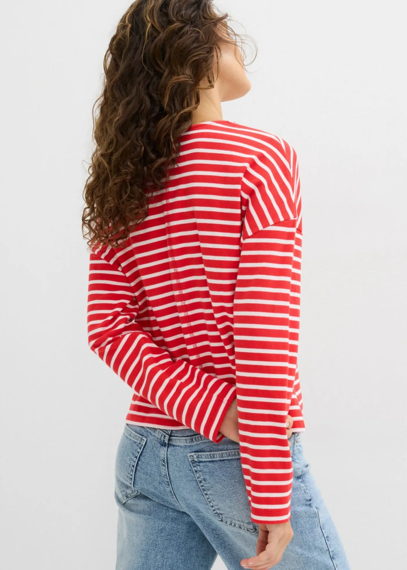 bonprix bonprix Sudadera fresa-blanco con rayas Outlet