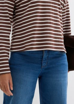 bonprix bonprix Sudadera blanco perla/marrón con rayas Online