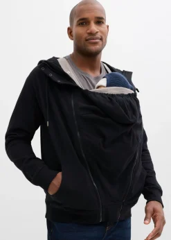 bonprix bonprix Sudadera 2 en 1 de algodón suave con capucha para hombres Negro New