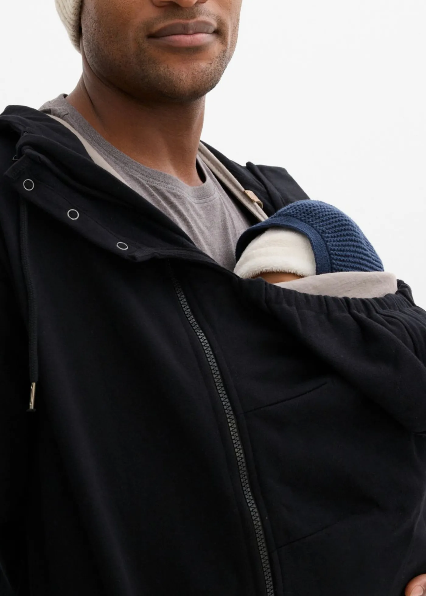 bonprix bonprix Sudadera 2 en 1 de algodón suave con capucha para hombres Negro New