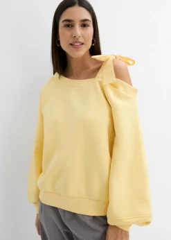 bonprix bonprix Sudadera ancha con un hombro al descubierto Amarillo claro Hot