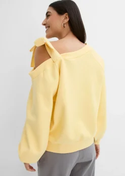 bonprix bonprix Sudadera ancha con un hombro al descubierto Amarillo claro Hot