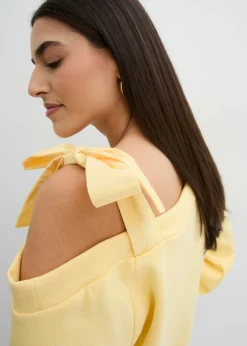 bonprix bonprix Sudadera ancha con un hombro al descubierto Amarillo claro Hot