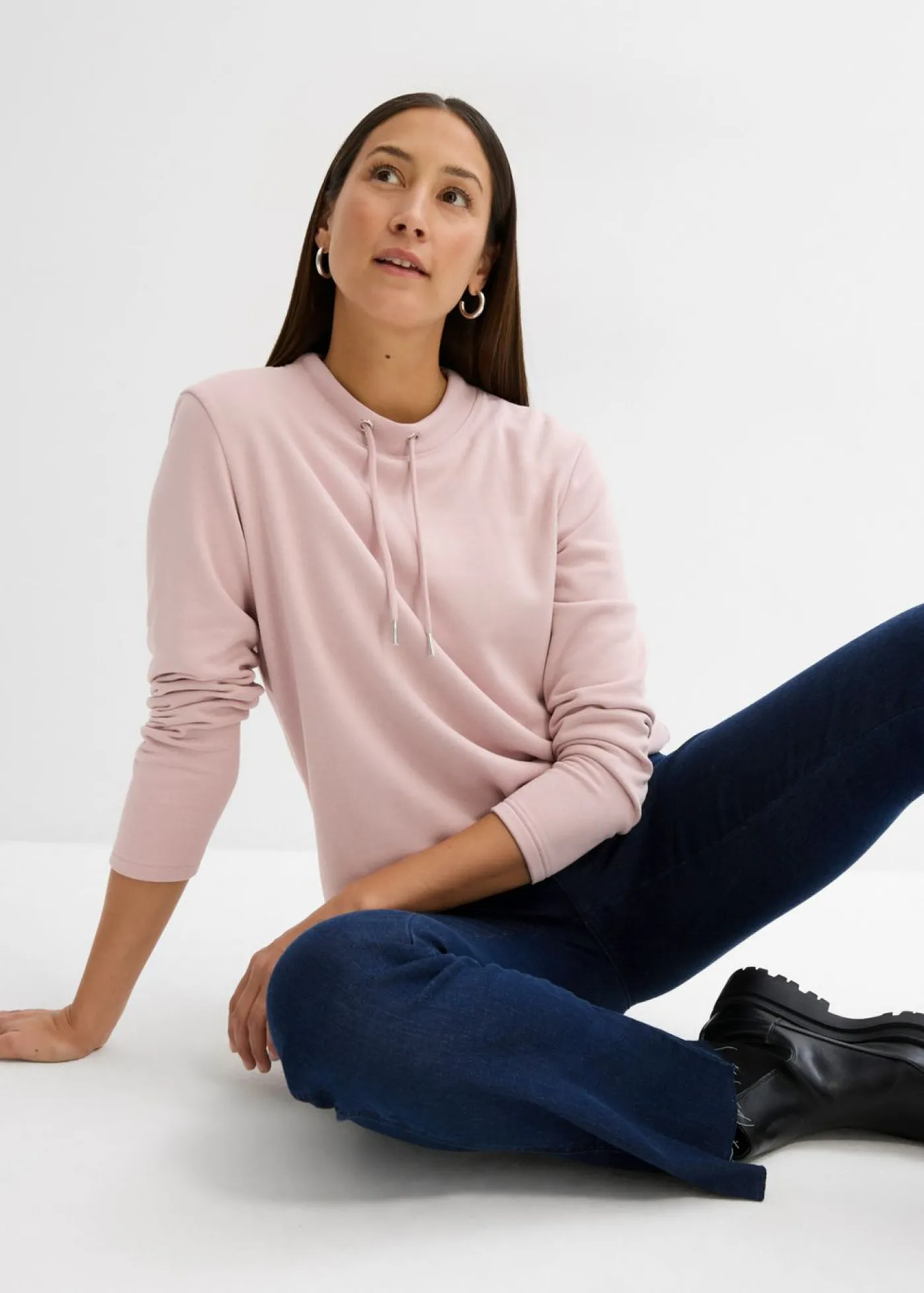 bonprix bonprix Sudadera con abertura Rosa mate Outlet