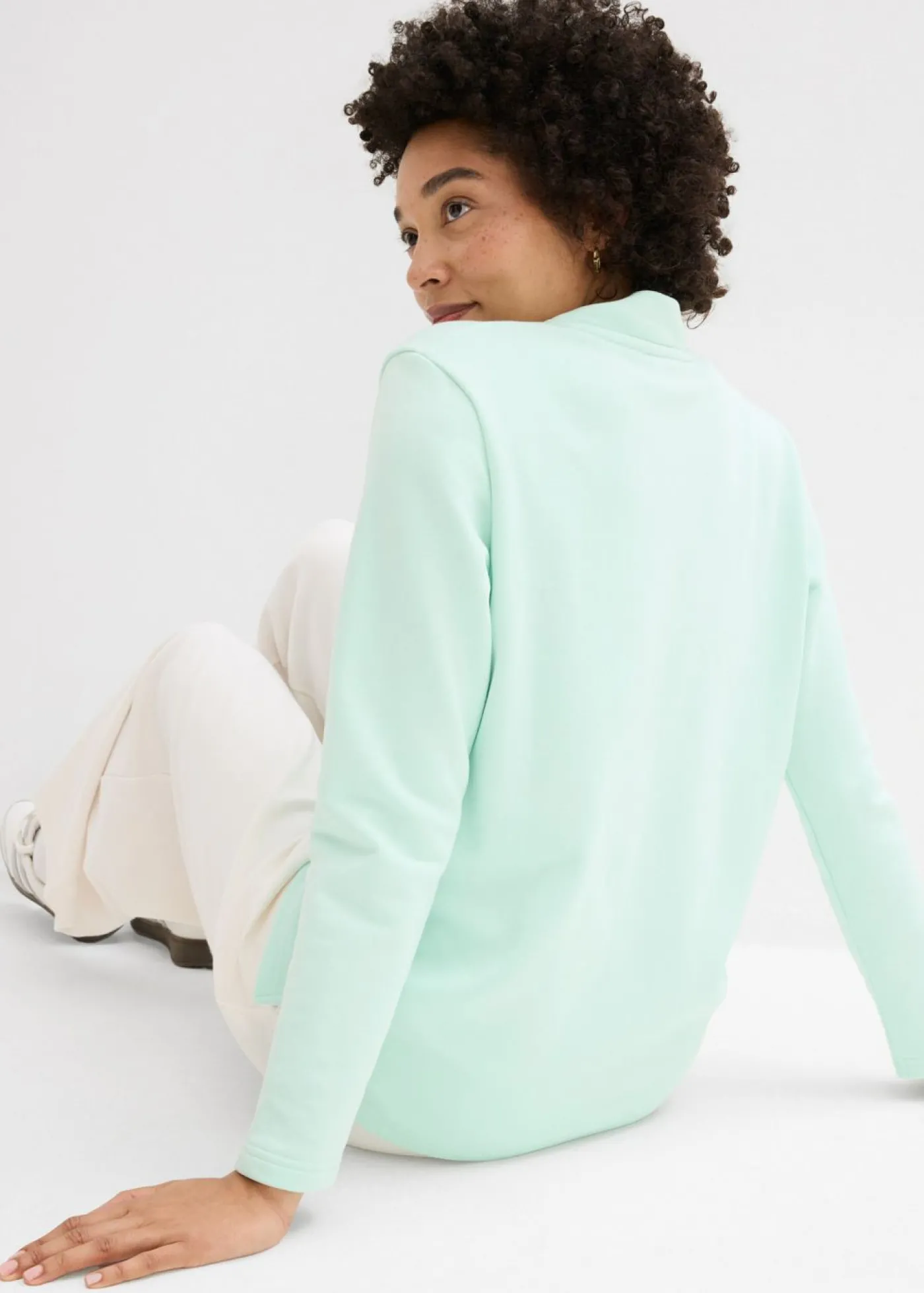 bonprix bonprix Sudadera con abertura Menta claro Outlet