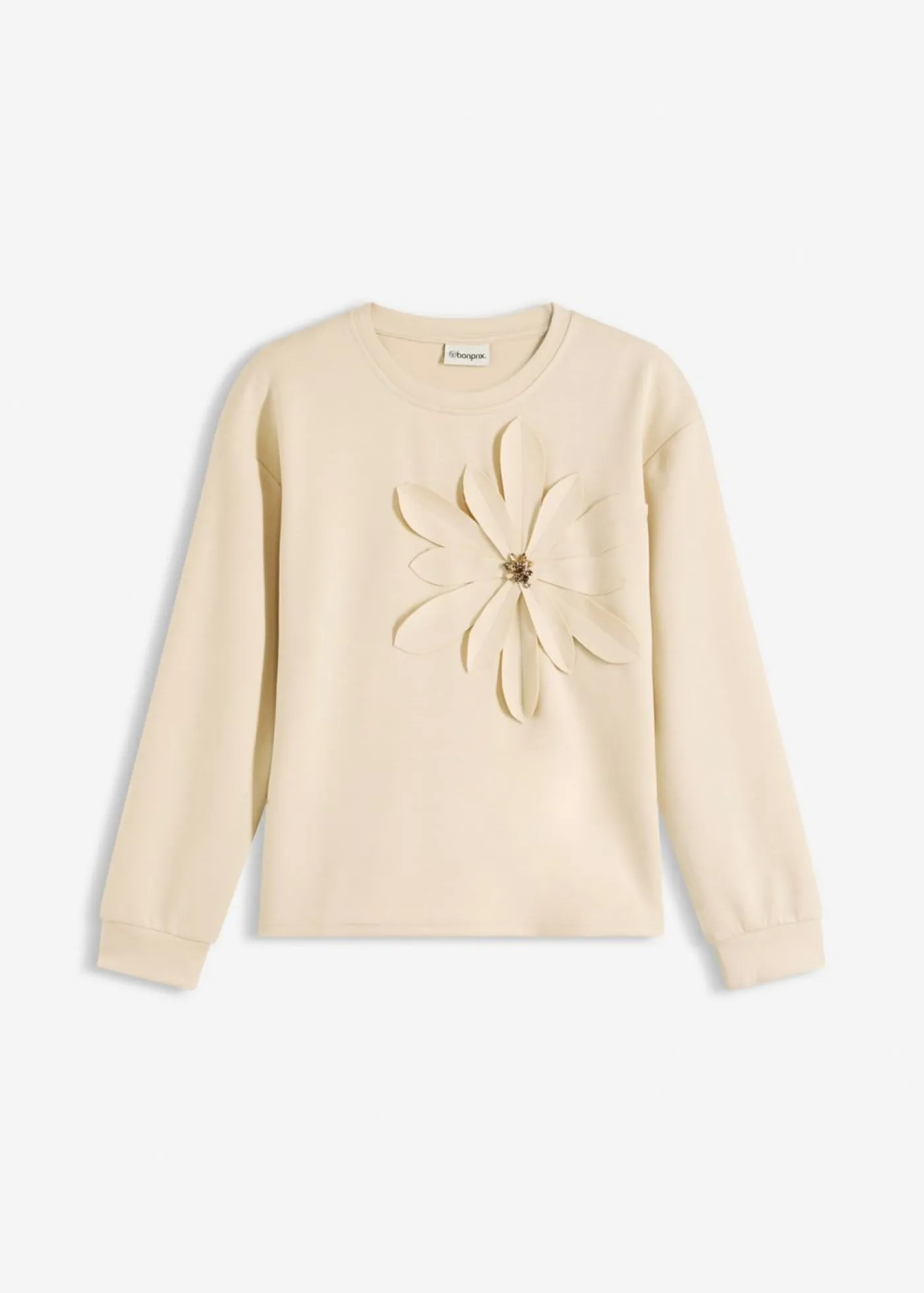 bonprix bonprix Sudadera con aplicación Arena claro Online
