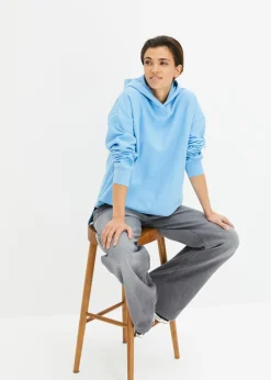 bonprix bonprix Sudadera con capucha de algodón puro azul bebé Online