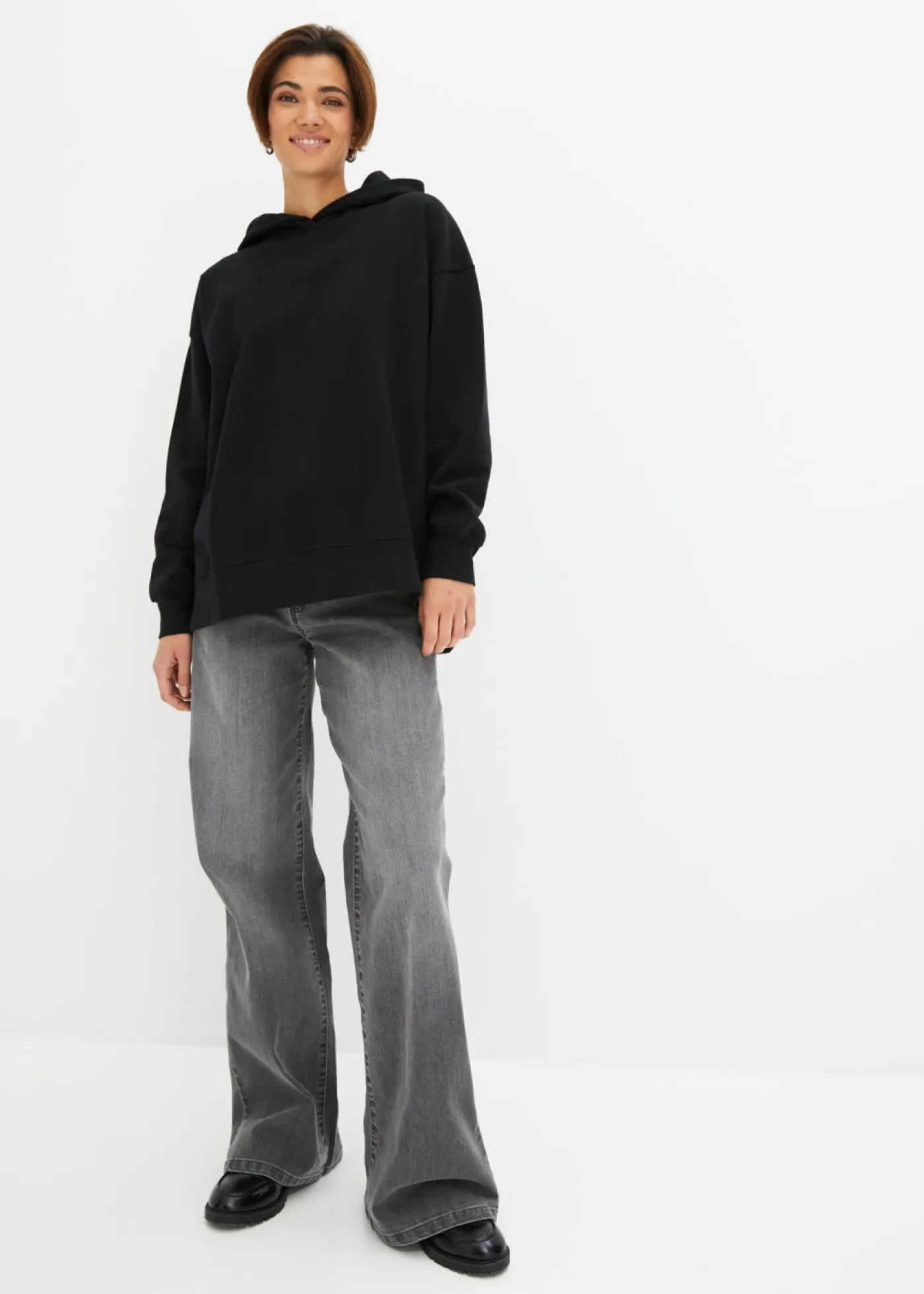 bonprix bonprix Sudadera con capucha de algodón puro Negro Best