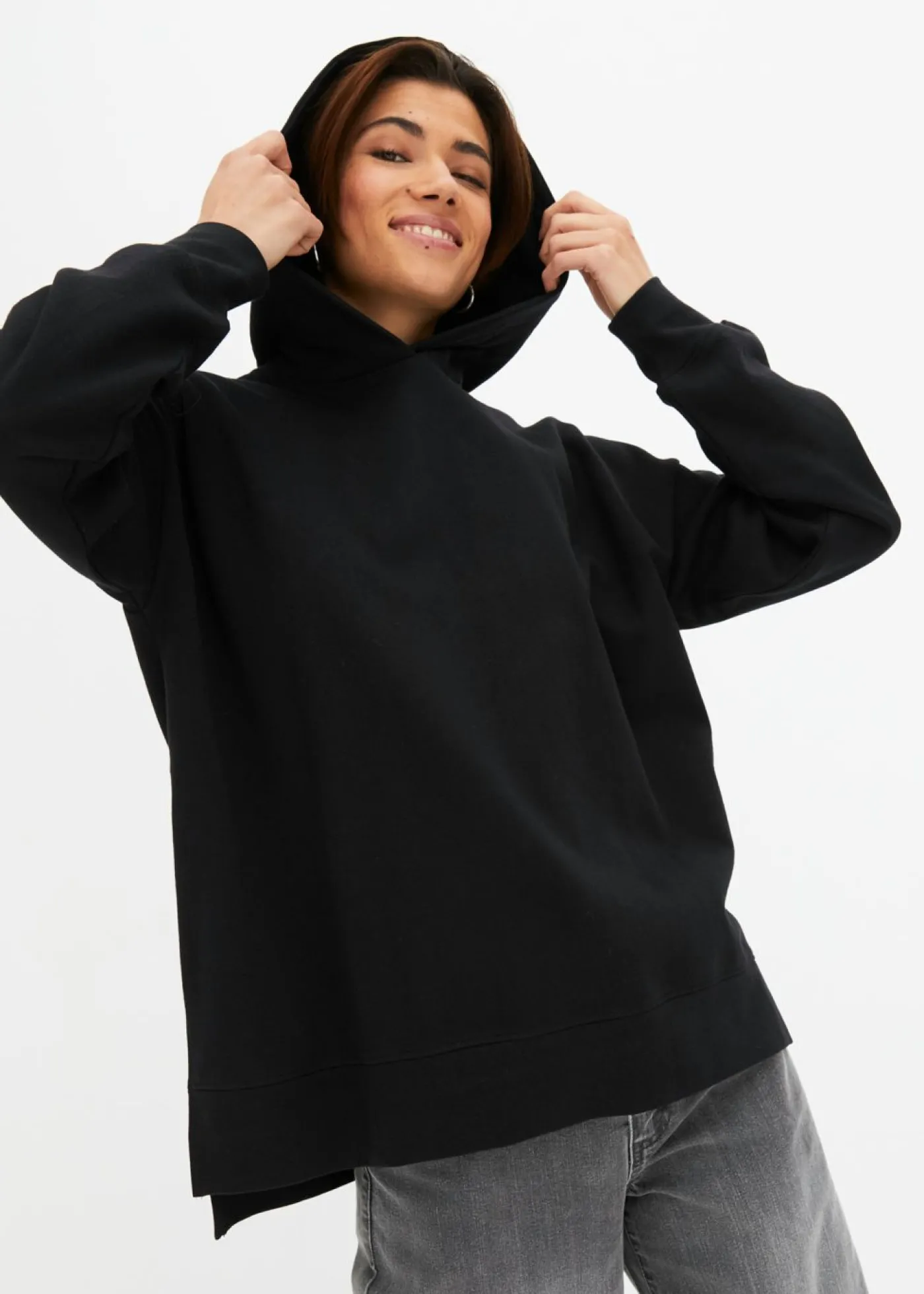 bonprix bonprix Sudadera con capucha de algodón puro Negro Best