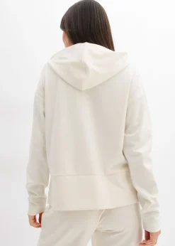 bonprix bonprix Sudadera con capucha de cómodo tejido Punto di Roma blanco perla Discount