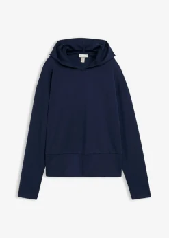 bonprix bonprix Sudadera con capucha de cómodo tejido Punto di Roma Azul marino Sale