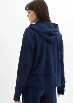 bonprix bonprix Sudadera con capucha de cómodo tejido Punto di Roma Azul marino Sale