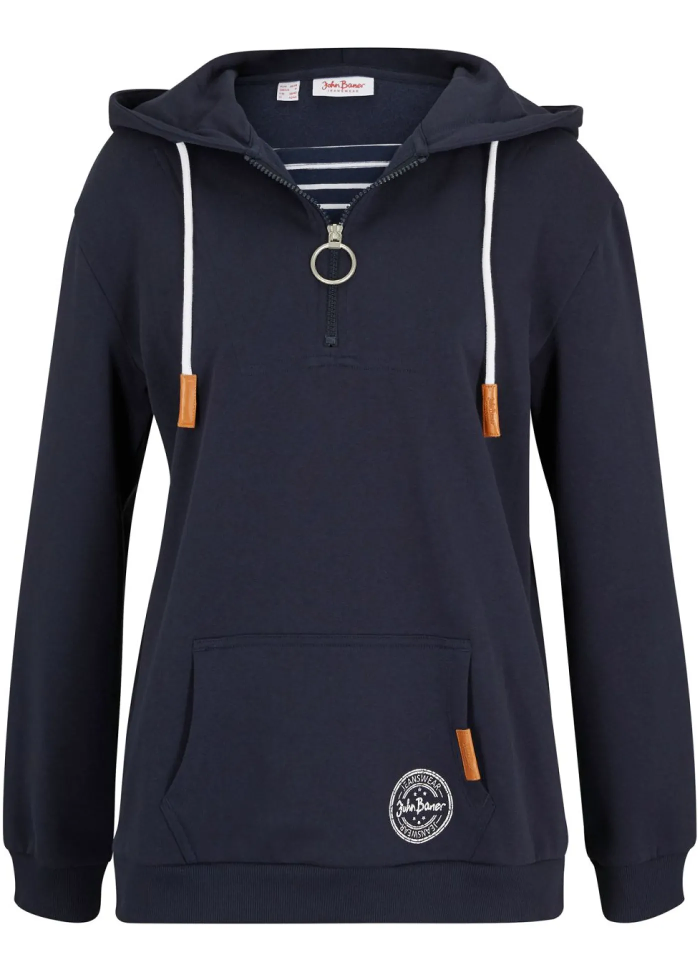 bonprix bonprix Sudadera con capucha de mezcla de algodón Azul marino Sale