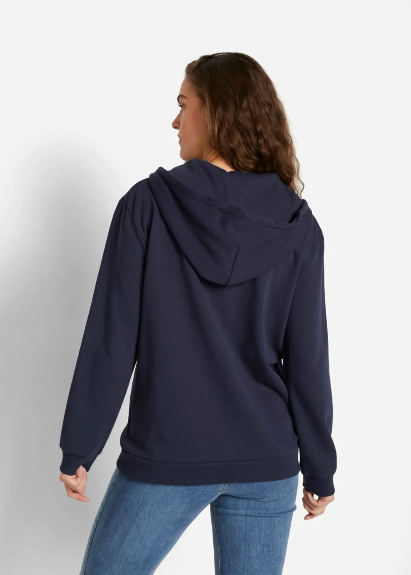 bonprix bonprix Sudadera con capucha de mezcla de algodón Azul marino Sale