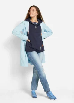 bonprix bonprix Sudadera con capucha de mezcla de algodón Azul marino Sale