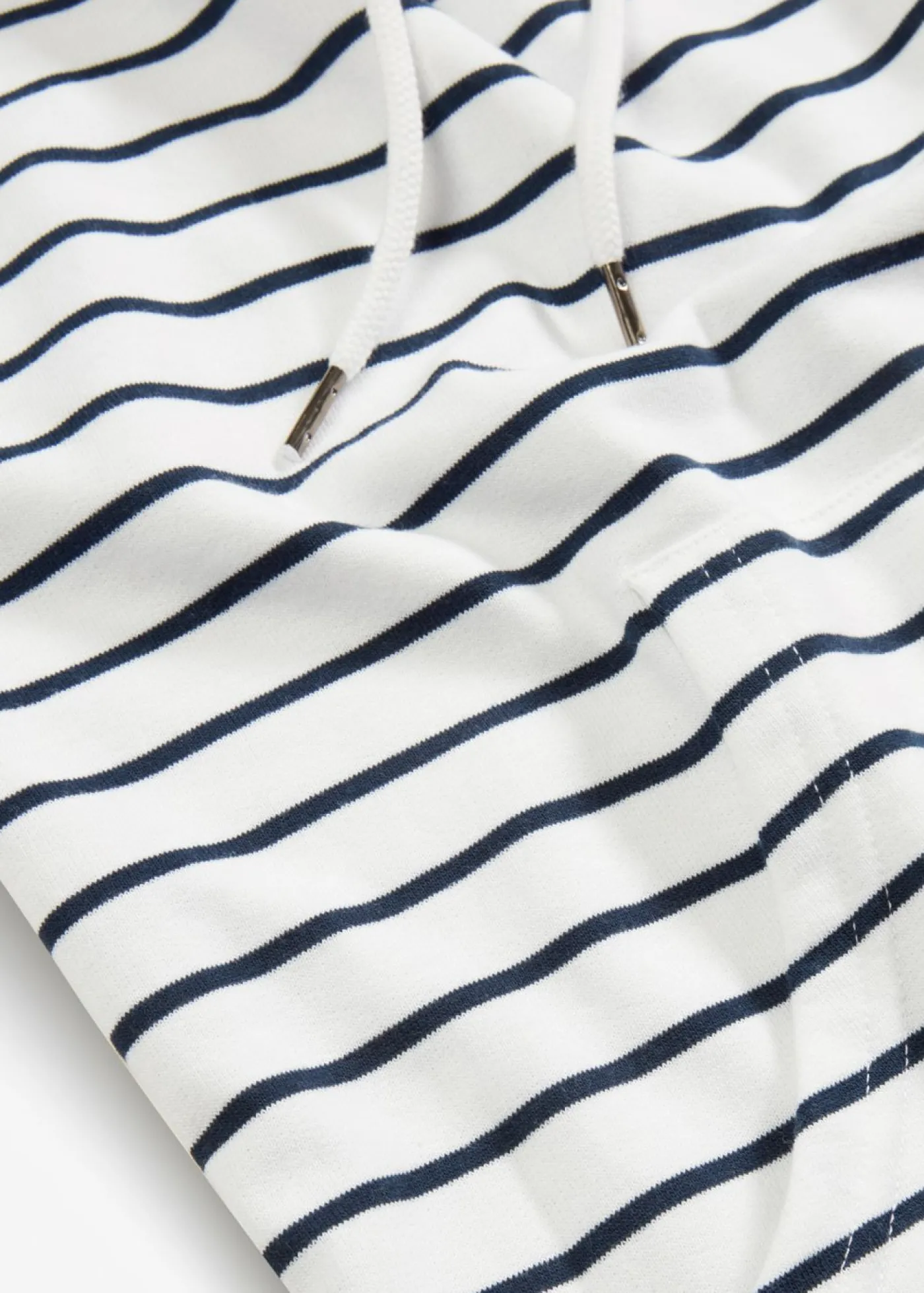 bonprix bonprix Sudadera con capucha de mezcla de algodón blanco-azul marino a rayas Sale