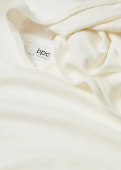 bonprix bonprix Sudadera con capucha de punto y bolsillo canguro en mezcla de viscosa Blanco lana Clearance