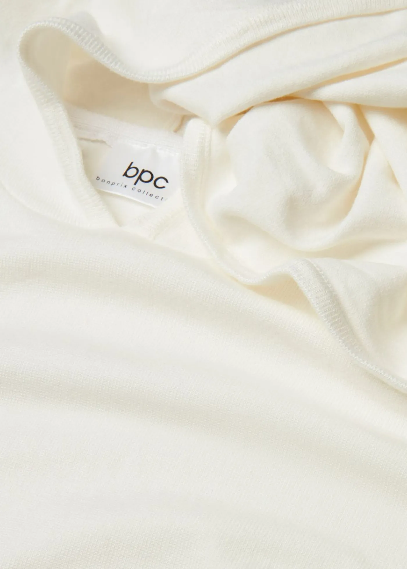 bonprix bonprix Sudadera con capucha de punto y bolsillo canguro en mezcla de viscosa Blanco lana Clearance