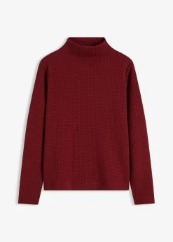 bonprix bonprix Sudadera con cuello alto Rojo rubí Outlet