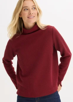bonprix bonprix Sudadera con cuello alto Rojo rubí Outlet
