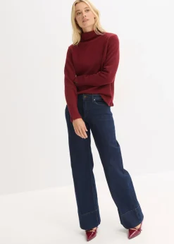 bonprix bonprix Sudadera con cuello alto Rojo rubí Outlet